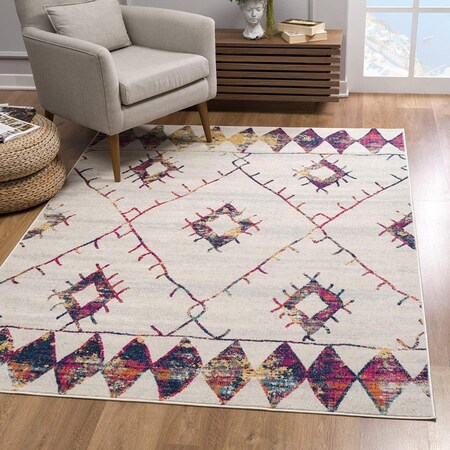 Palacedesigns 2 x 4 ft. White Berber Pattern Area Rug - White - 2' x 4' PA3659583